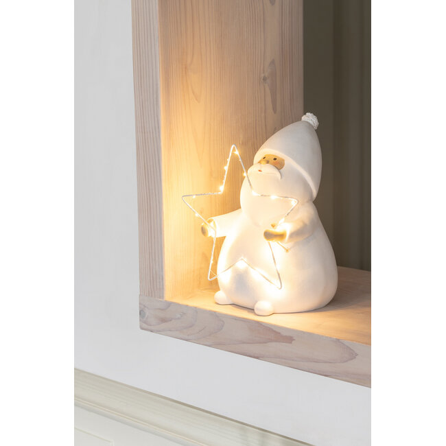 J-Line Kerstman Led Ster Polyresin Wit Klein