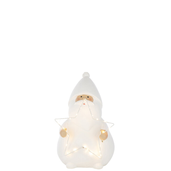 J-Line Kerstman Led Ster Polyresin Wit Groot