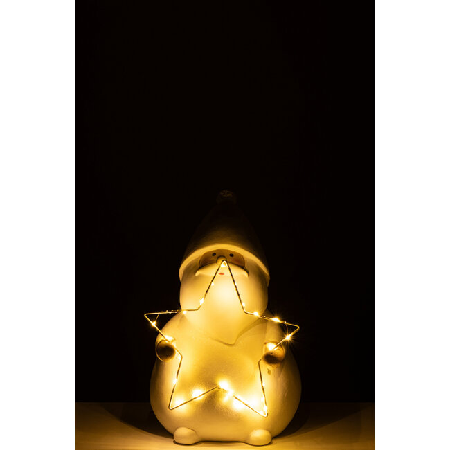 J-Line Kerstman Led Ster Polyresin Wit Groot