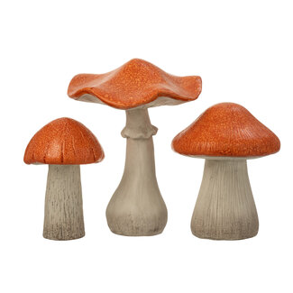 J-Line Set van 3 Paddenstoelen Glanzend Magnesium Oranje/Grijs