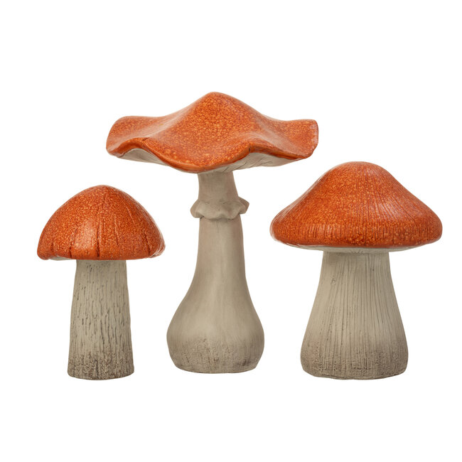 J-Line Set van 3 Paddenstoelen Glanzend Magnesium Oranje/Grijs