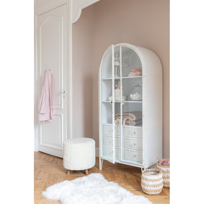 J-Line Poef Schapenpoot Polyester Wit