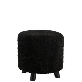 J-Line Poef Schapenpoot Polyester Zwart