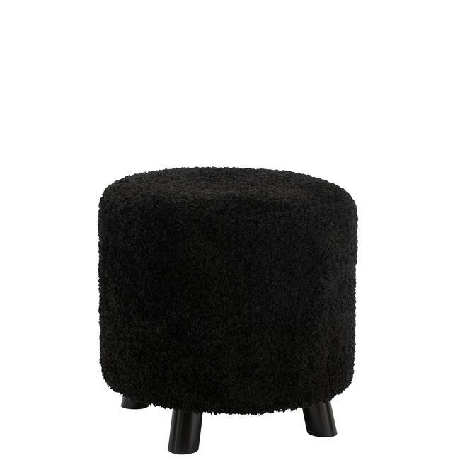 J-Line Poef Schapenpoot Polyester Zwart
