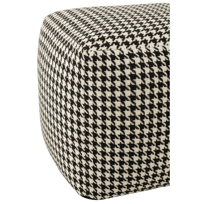 J-Line Katoenen poef in wit/zwart pied-de-poule