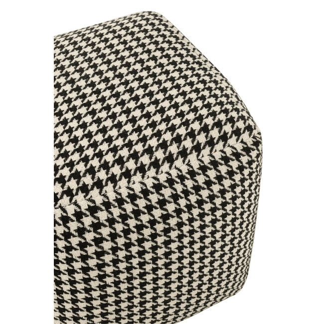 J-Line Katoenen poef in wit/zwart pied-de-poule