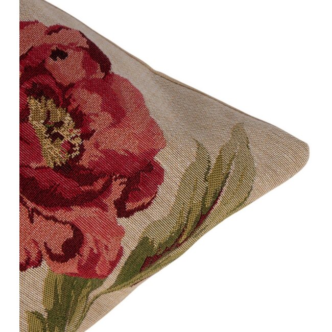 Mars & More gobelin kussen pioenroos rood 30x45cm - Copy