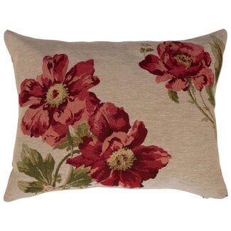 Mars & More gobelin kussen pioenroos rood 30x45cm - Copy