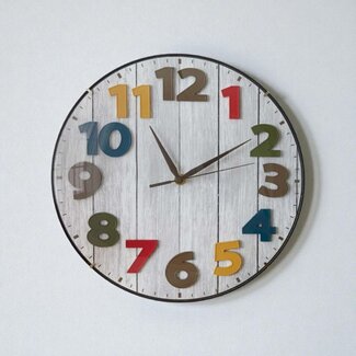 Dream-Living Ronde wandklok met gekleurde cijfers  30x5cm