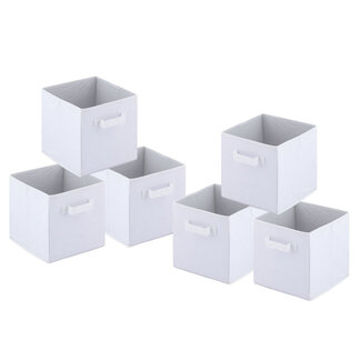 Dream-Living Set van 6 Opvouwbare Opbergdozen (26x26x26 cm) - Wit