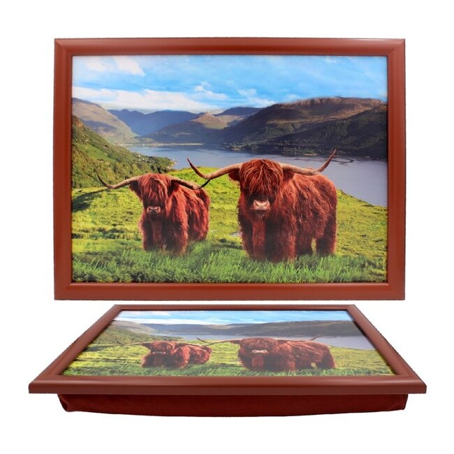 Lesser & Pavey Schootkussen - Laptray Schotse Hooglanders 44x33x6 cm