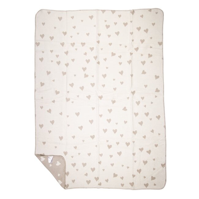 Mars & More woon plaid hartjes beige 130x180cm