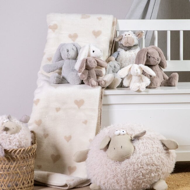 Mars & More woon plaid hartjes beige 130x180cm