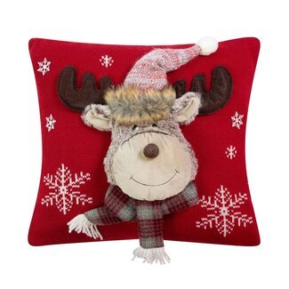 Linen & More Knitted Rudolf 2 kussen rood 40x40cm