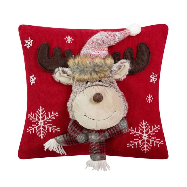 Linen & More Knitted Rudolf 2 kussen rood 40x40cm