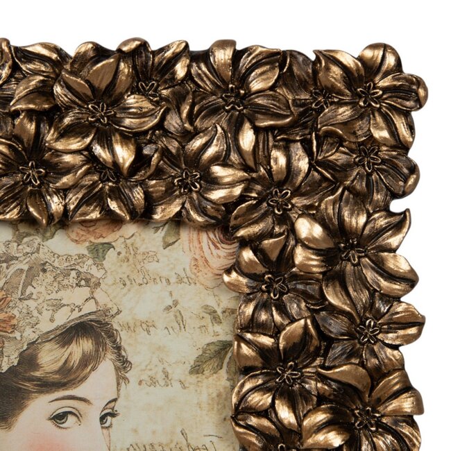 Mars & More Fotolijst rechthoek allover bloemen hars goud 17x2x22cm