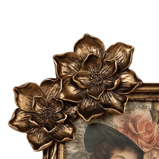 Mars & More Fotolijst rechthoek bloemen goud 18x3,2x22cm