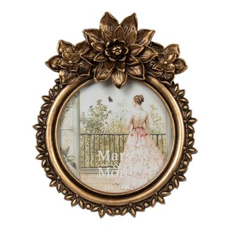 Mars & More Fotolijst rond bloem resin goud 14x2,7x17cm