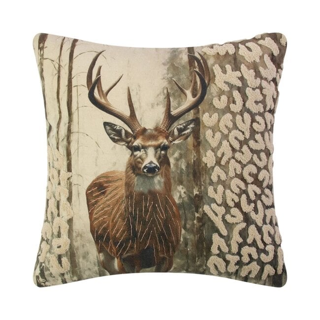 Mars & More Kussen Geborduurd hert leo 45x45cm