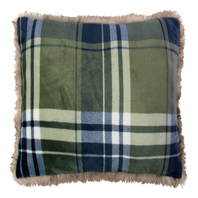 Mars & More Kussen immitatiebont ruit groen 50x50cm