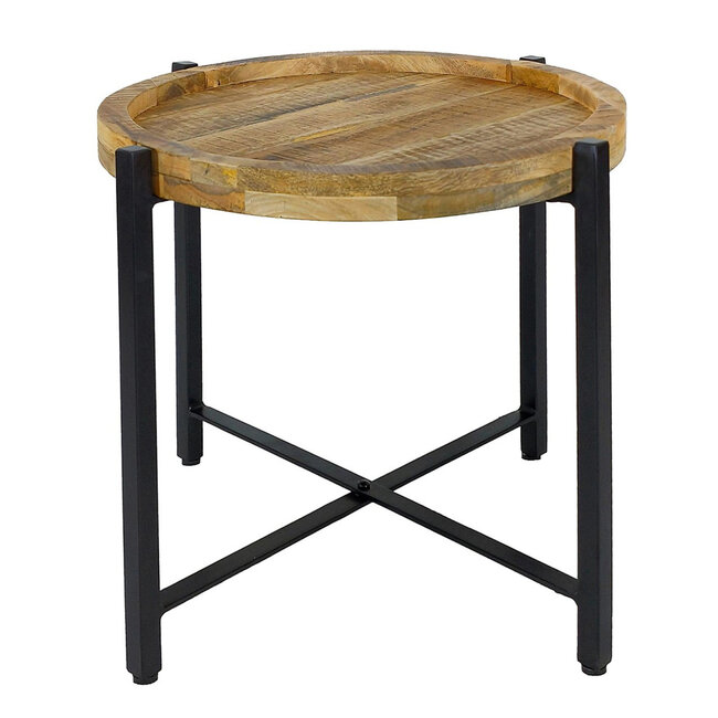 Dream-Living Mangohouten bijzettafel ronde salontafel ø46xH45cm