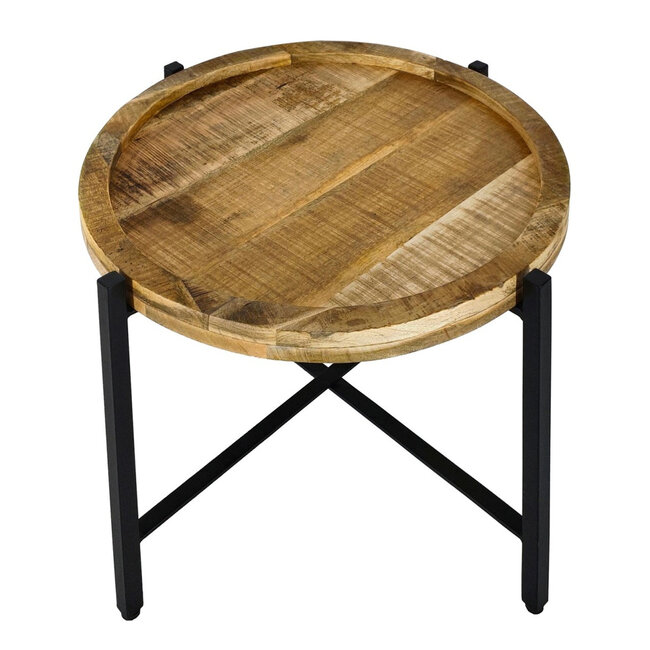 Dream-Living Mangohouten bijzettafel ronde salontafel ø46xH45cm