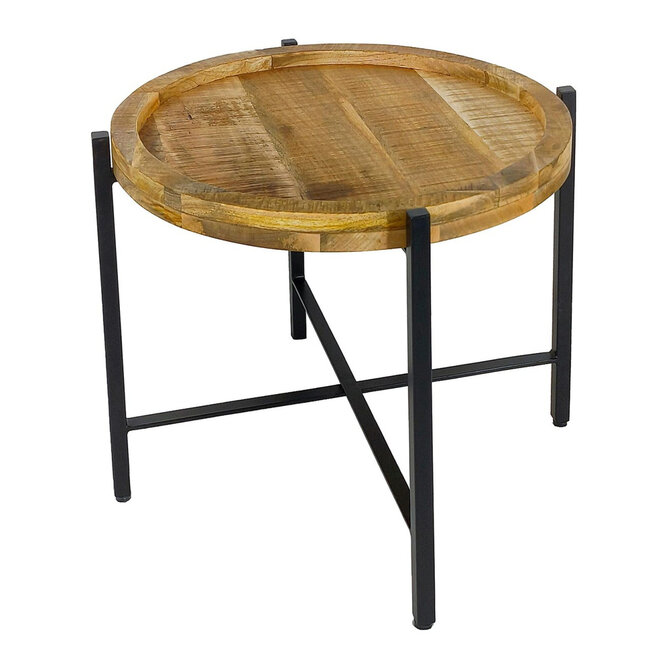 Dream-Living Mangohouten bijzettafel ronde salontafel ø46xH45cm