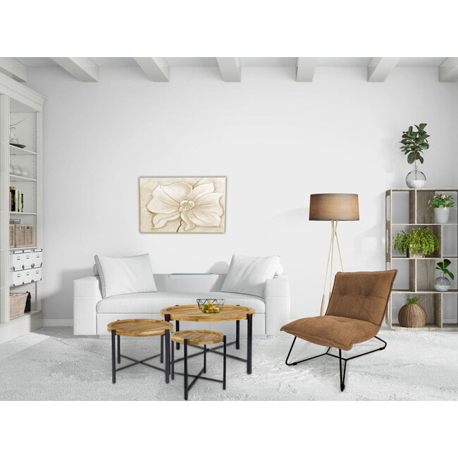 Dream-Living Mangohouten bijzettafel ronde salontafel ø46xH45cm