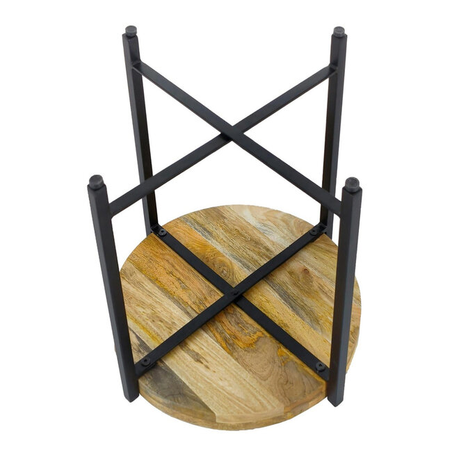 Dream-Living Mangohouten bijzettafel ronde salontafel ø46xH45cm