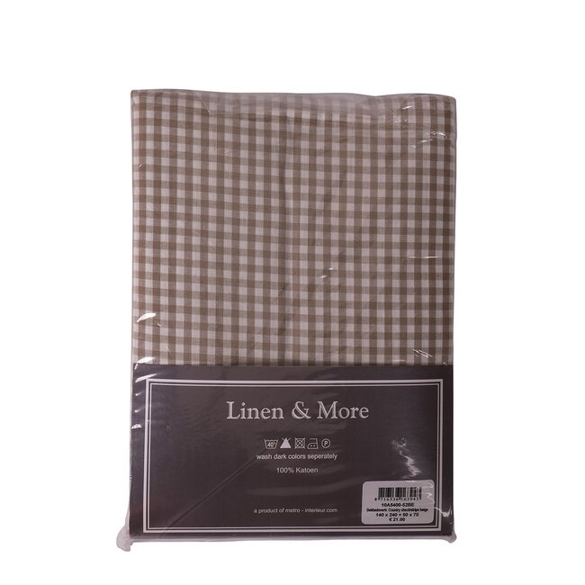 Linen & More Country Ch/Str Dekbedovertrek beige 140x240cm