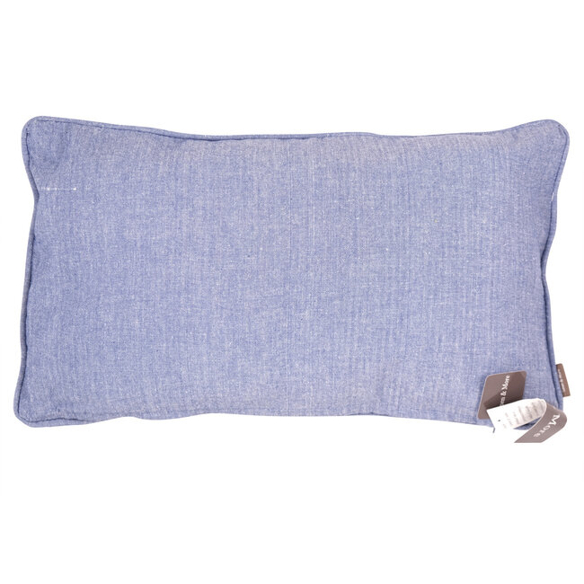 Linen & More Cushion levy check 30x50 linen/blue