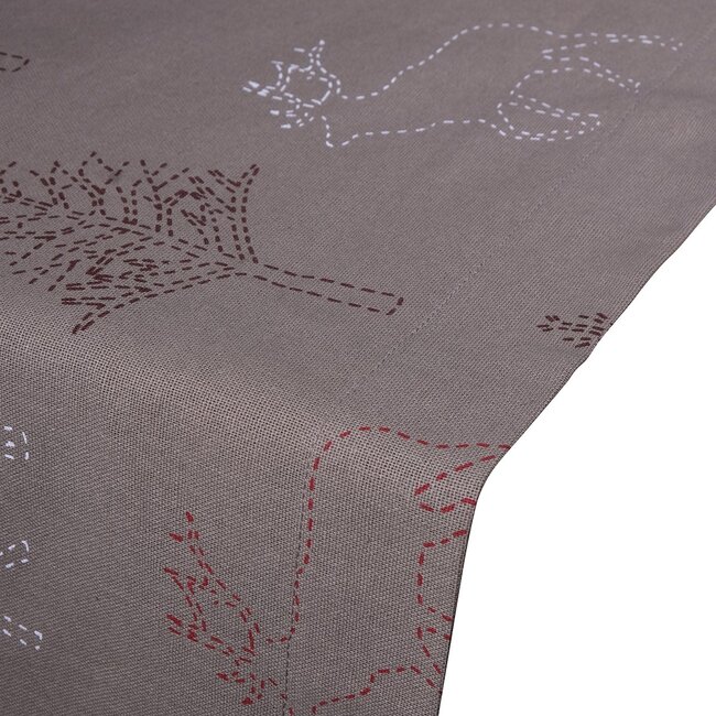 Linen & More Reindeer Stitch Tafelloper taupe 50x140cm
