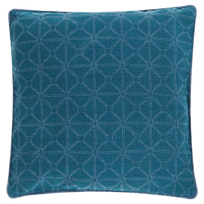 Linen & More Graphic Stonewash kussen blauw 50x50cm