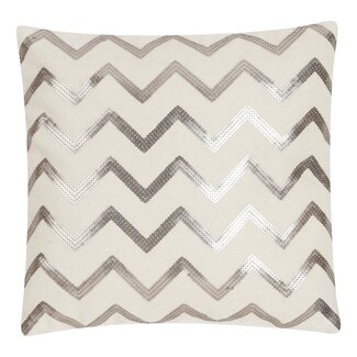 Linen & More Zigzag Sequin kussen gebroken wit 45x45cm