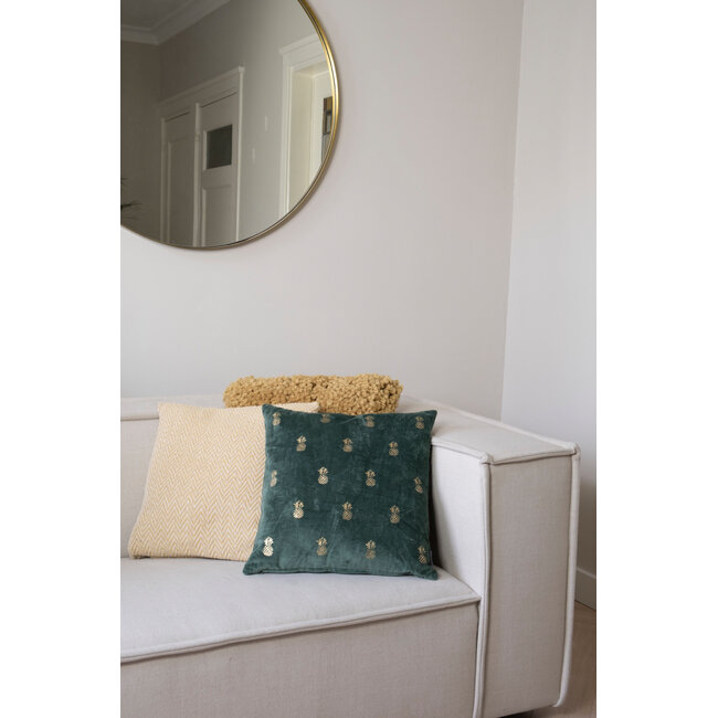 Linen & More Zigzag Recycled kussen khaki 45x45cm