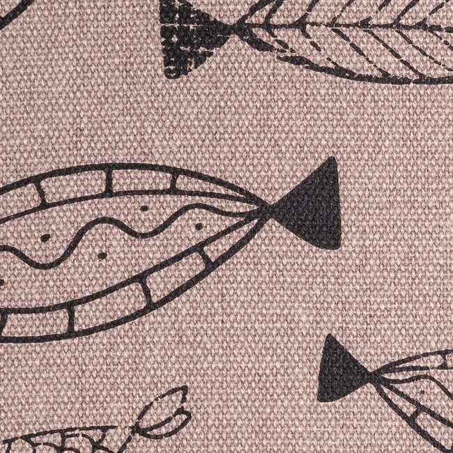 Linen & More Fishes kussen Taupe zwart 45x45cm
