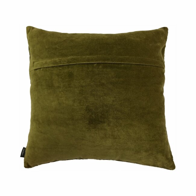 Linen & More Rose Embroidery kussen groen 45x45cm