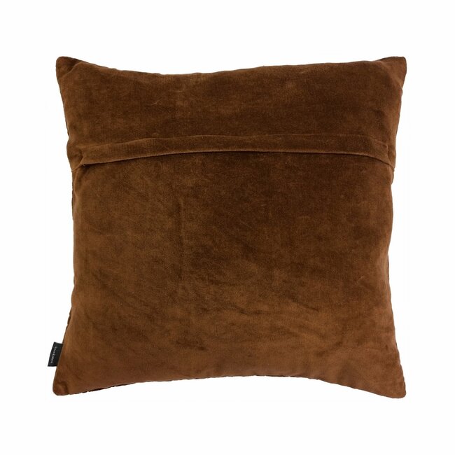 Linen & More Rose Embroidery kussen roodbruin 45x45cm