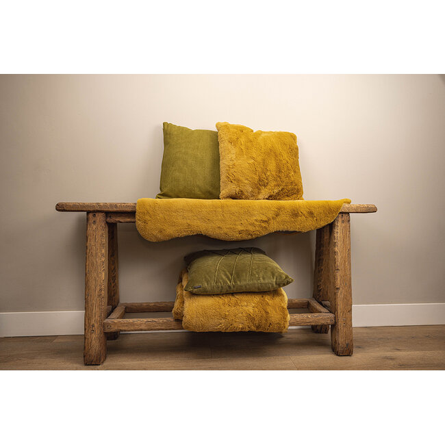 Linen & More Uneven Pintuck kussen khaki 45x45cm