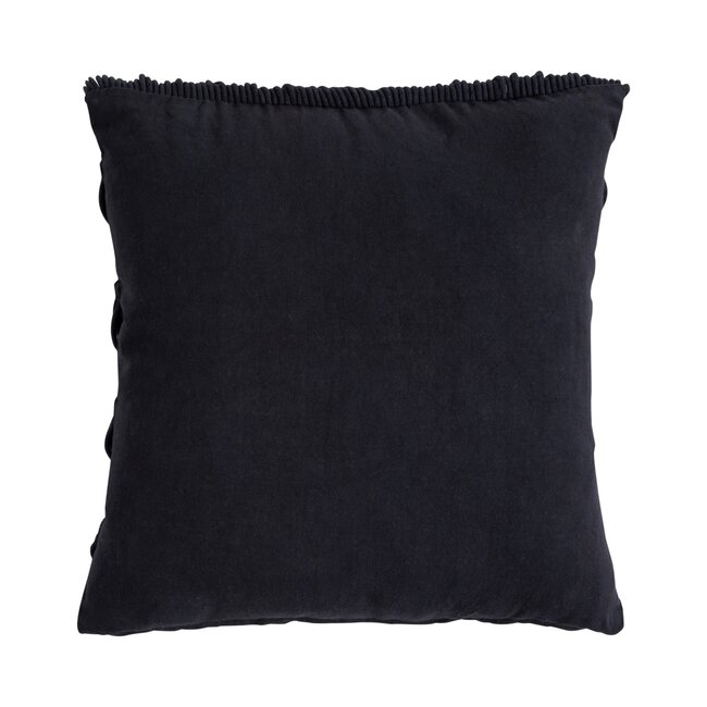 Linen & More African Fringes kussen zwart 40x40cm