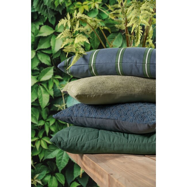 Linen & More Printed Stripes kussen blauw groen 45x45cm