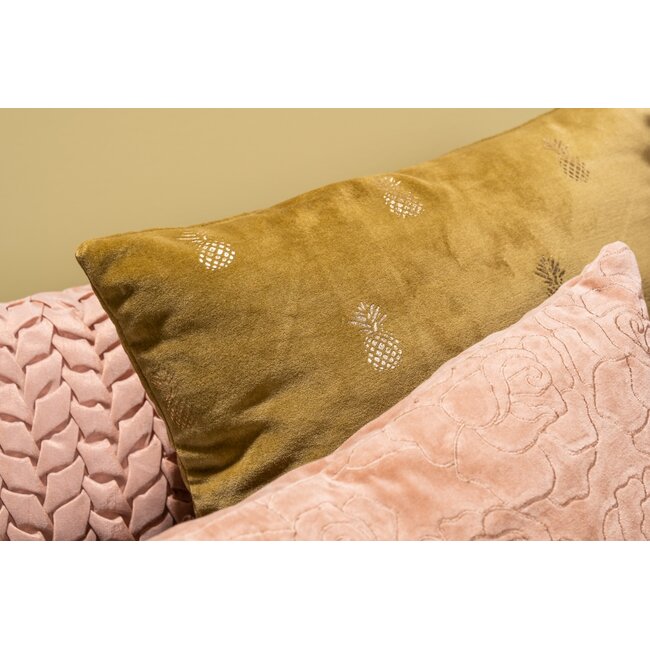 Linen & More Velvet Pineapple kussen khaki 45x45cm