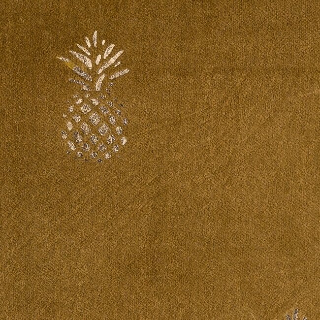 Linen & More Velvet Pineapple kussen khaki 45x45cm