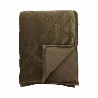 Linen & More Velvet Pintuck Quilted plaid taupe 130x170cm