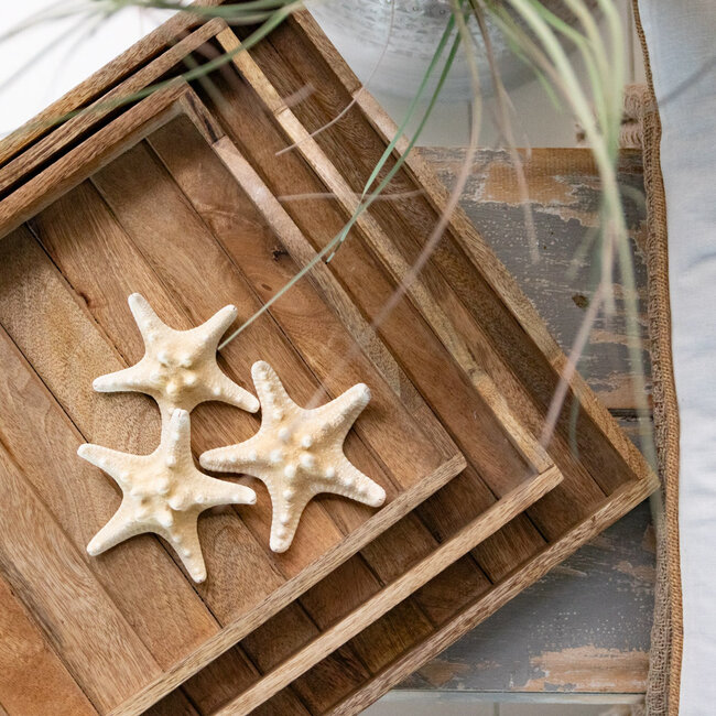 Mars & More dienblad mango hout rechthoek 45/40/36 x 35/30/25 x 4cm (set van 3)