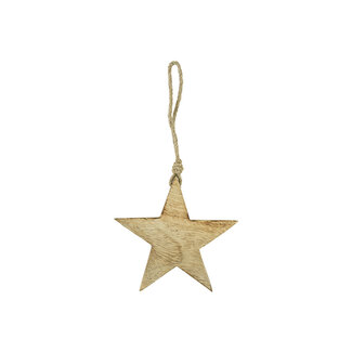 Mars & More ster hanger mango hout aan touw 12cm*