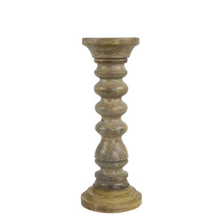 Mars & More kandelaar mango hout ribbel 30cm