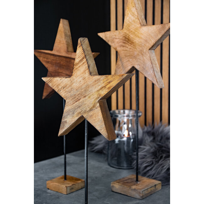 Mars & More staande ster mango hout 80cm