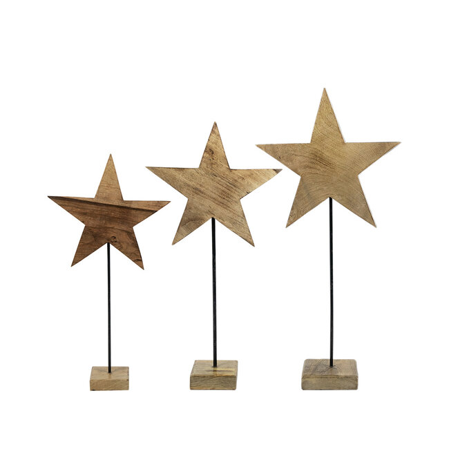 Mars & More staande ster mango hout 80cm