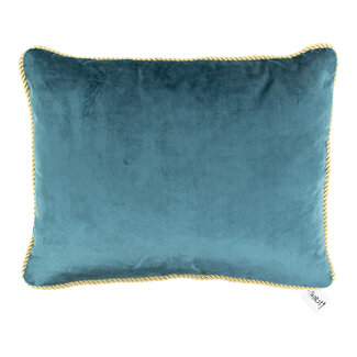Mars & More half kussen fluweel goud petrol 35x45cm
